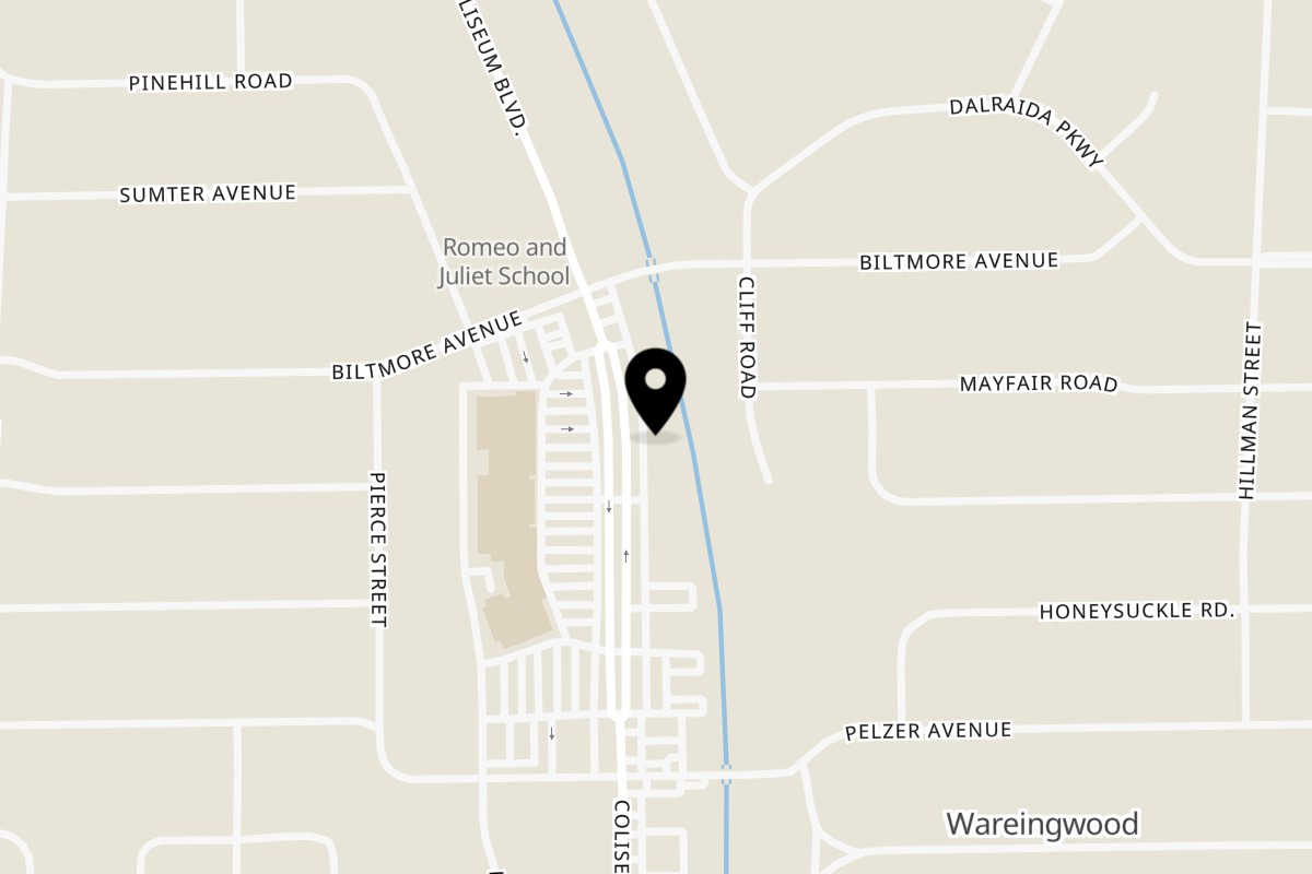 Map showing the location of Eastbrook Deli on 446 Coliseum Blvd in Montgomery